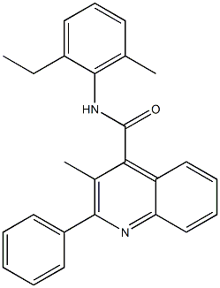 N-(2-ethyl-6-methylphenyl)-3-methyl-2-phenylquinoline-4-carboxamide 结构式