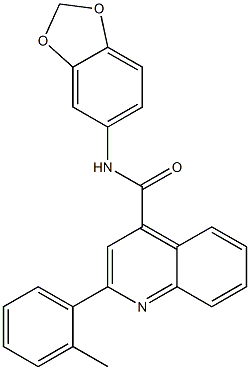 N-(1,3-benzodioxol-5-yl)-2-(2-methylphenyl)quinoline-4-carboxamide 结构式