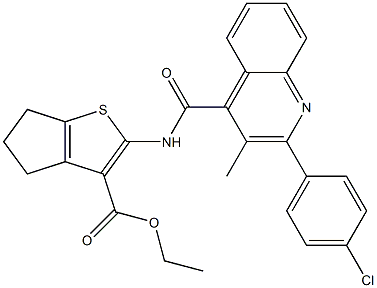 ethyl 2-[[2-(4-chlorophenyl)-3-methylquinoline-4-carbonyl]amino]-5,6-dihydro-4H-cyclopenta[b]thiophene-3-carboxylate 结构式