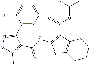 propan-2-yl 2-[[3-(2-chlorophenyl)-5-methyl-1,2-oxazole-4-carbonyl]amino]-4,5,6,7-tetrahydro-1-benzothiophene-3-carboxylate 结构式