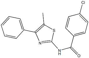 4-chloro-N-(5-methyl-4-phenyl-1,3-thiazol-2-yl)benzamide 结构式