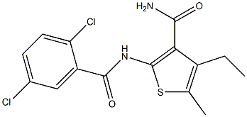 2-[(2,5-dichlorobenzoyl)amino]-4-ethyl-5-methylthiophene-3-carboxamide 结构式