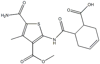 6-[(5-carbamoyl-3-methoxycarbonyl-4-methylthiophen-2-yl)carbamoyl]cyclohex-3-ene-1-carboxylic acid 结构式