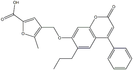 5-methyl-4-[(2-oxo-4-phenyl-6-propylchromen-7-yl)oxymethyl]furan-2-carboxylic acid 结构式