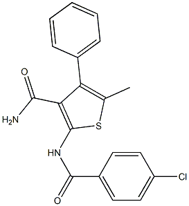 2-[(4-chlorobenzoyl)amino]-5-methyl-4-phenylthiophene-3-carboxamide 结构式