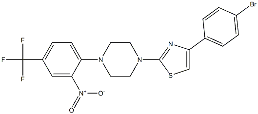 4-(4-bromophenyl)-2-[4-[2-nitro-4-(trifluoromethyl)phenyl]piperazin-1-yl]-1,3-thiazole 结构式