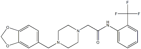 2-[4-(1,3-benzodioxol-5-ylmethyl)piperazin-1-yl]-N-[2-(trifluoromethyl)phenyl]acetamide 结构式