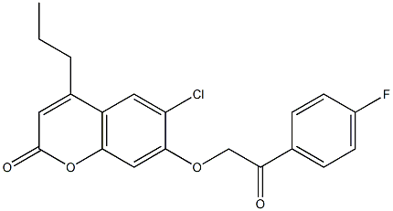 6-chloro-7-[2-(4-fluorophenyl)-2-oxoethoxy]-4-propylchromen-2-one 结构式