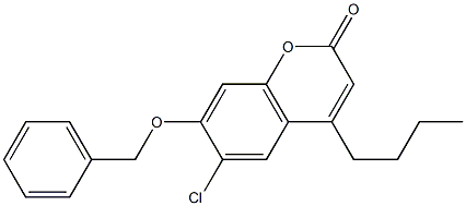 4-butyl-6-chloro-7-phenylmethoxychromen-2-one 结构式