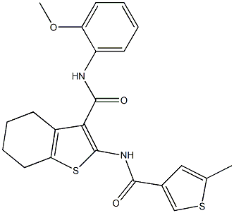 N-(2-methoxyphenyl)-2-[(5-methylthiophene-3-carbonyl)amino]-4,5,6,7-tetrahydro-1-benzothiophene-3-carboxamide 结构式