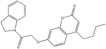 4-butyl-7-[2-(2,3-dihydroindol-1-yl)-2-oxoethoxy]chromen-2-one 结构式