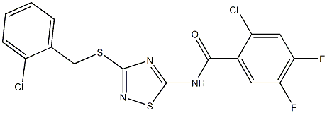 2-chloro-N-[3-[(2-chlorophenyl)methylsulfanyl]-1,2,4-thiadiazol-5-yl]-4,5-difluorobenzamide 结构式