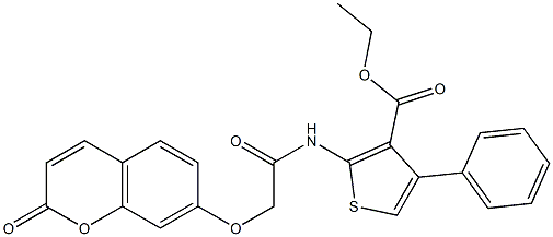 ethyl 2-[[2-(2-oxochromen-7-yl)oxyacetyl]amino]-4-phenylthiophene-3-carboxylate 结构式