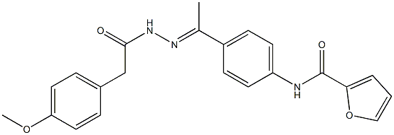 N-[4-[(E)-N-[[2-(4-methoxyphenyl)acetyl]amino]-C-methylcarbonimidoyl]phenyl]furan-2-carboxamide 结构式