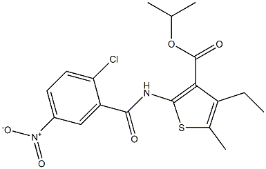 propan-2-yl 2-[(2-chloro-5-nitrobenzoyl)amino]-4-ethyl-5-methylthiophene-3-carboxylate 结构式