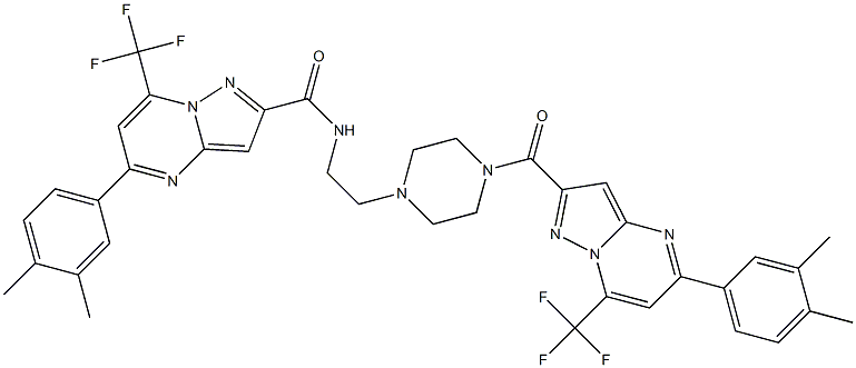 5-(3,4-dimethylphenyl)-N-[2-[4-[5-(3,4-dimethylphenyl)-7-(trifluoromethyl)pyrazolo[1,5-a]pyrimidine-2-carbonyl]piperazin-1-yl]ethyl]-7-(trifluoromethyl)pyrazolo[1,5-a]pyrimidine-2-carboxamide 结构式