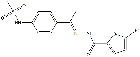 5-bromo-N-[(E)-1-[4-(methanesulfonamido)phenyl]ethylideneamino]furan-2-carboxamide 结构式