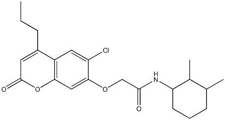 2-(6-chloro-2-oxo-4-propylchromen-7-yl)oxy-N-(2,3-dimethylcyclohexyl)acetamide 结构式