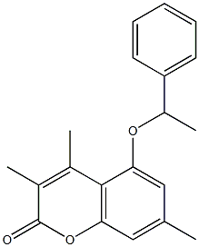 3,4,7-trimethyl-5-(1-phenylethoxy)chromen-2-one 结构式