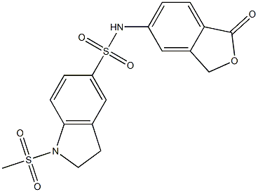 1-methylsulfonyl-N-(1-oxo-3H-2-benzofuran-5-yl)-2,3-dihydroindole-5-sulfonamide 结构式