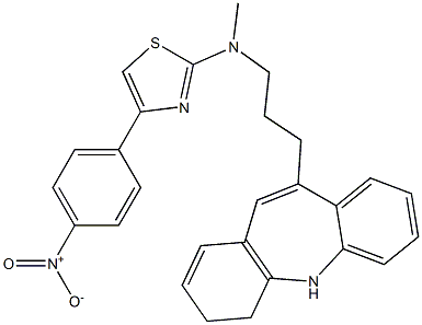 N-[3-(5,6-dihydrobenzo[b][1]benzazepin-11-yl)propyl]-N-methyl-4-(4-nitrophenyl)-1,3-thiazol-2-amine 结构式