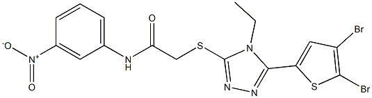 2-[[5-(4,5-dibromothiophen-2-yl)-4-ethyl-1,2,4-triazol-3-yl]sulfanyl]-N-(3-nitrophenyl)acetamide 结构式