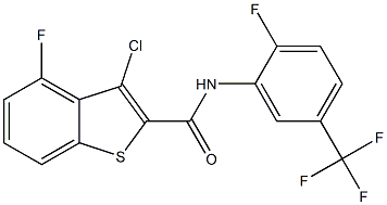 3-chloro-4-fluoro-N-[2-fluoro-5-(trifluoromethyl)phenyl]-1-benzothiophene-2-carboxamide 结构式