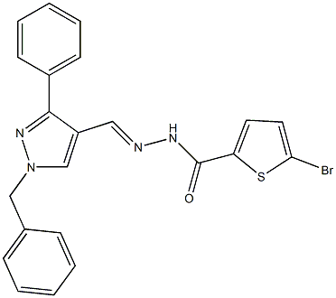 N-[(E)-(1-benzyl-3-phenylpyrazol-4-yl)methylideneamino]-5-bromothiophene-2-carboxamide 结构式