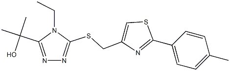 2-[4-ethyl-5-[[2-(4-methylphenyl)-1,3-thiazol-4-yl]methylsulfanyl]-1,2,4-triazol-3-yl]propan-2-ol 结构式