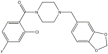 [4-(1,3-benzodioxol-5-ylmethyl)piperazin-1-yl]-(2-chloro-4-fluorophenyl)methanone 结构式