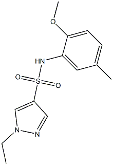 1-ethyl-N-(2-methoxy-5-methylphenyl)pyrazole-4-sulfonamide 结构式