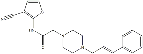 N-(3-cyanothiophen-2-yl)-2-[4-[(E)-3-phenylprop-2-enyl]piperazin-1-yl]acetamide 结构式