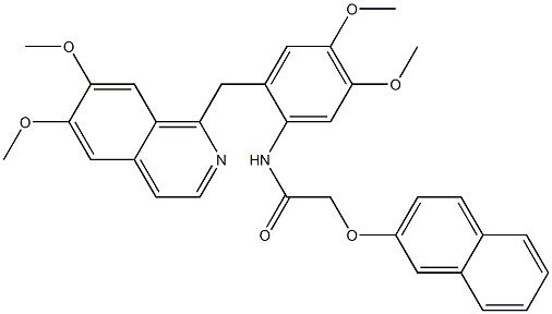 N-[2-[(6,7-dimethoxyisoquinolin-1-yl)methyl]-4,5-dimethoxyphenyl]-2-naphthalen-2-yloxyacetamide 结构式