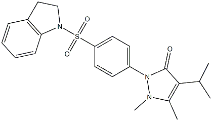 2-[4-(2,3-dihydroindol-1-ylsulfonyl)phenyl]-1,5-dimethyl-4-propan-2-ylpyrazol-3-one 结构式