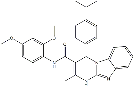 N-(2,4-dimethoxyphenyl)-2-methyl-4-(4-propan-2-ylphenyl)-1,4-dihydropyrimido[1,2-a]benzimidazole-3-carboxamide 结构式