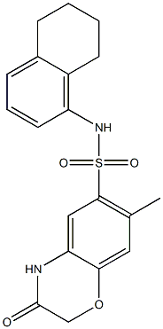 7-methyl-3-oxo-N-(5,6,7,8-tetrahydronaphthalen-1-yl)-4H-1,4-benzoxazine-6-sulfonamide 结构式