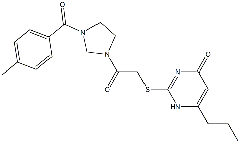 2-[2-[3-(4-methylbenzoyl)imidazolidin-1-yl]-2-oxoethyl]sulfanyl-6-propyl-1H-pyrimidin-4-one 结构式