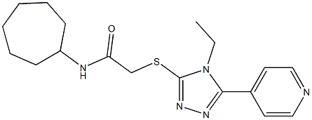 N-cycloheptyl-2-[(4-ethyl-5-pyridin-4-yl-1,2,4-triazol-3-yl)sulfanyl]acetamide 结构式
