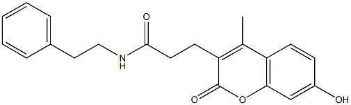 3-(7-hydroxy-4-methyl-2-oxochromen-3-yl)-N-(2-phenylethyl)propanamide 结构式