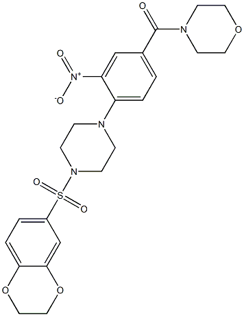 [4-[4-(2,3-dihydro-1,4-benzodioxin-6-ylsulfonyl)piperazin-1-yl]-3-nitrophenyl]-morpholin-4-ylmethanone 结构式