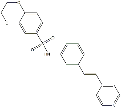 N-[3-[(E)-2-pyridin-4-ylethenyl]phenyl]-2,3-dihydro-1,4-benzodioxine-6-sulfonamide 结构式