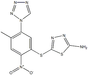 5-[4-methyl-2-nitro-5-(tetrazol-1-yl)phenyl]sulfanyl-1,3,4-thiadiazol-2-amine 结构式