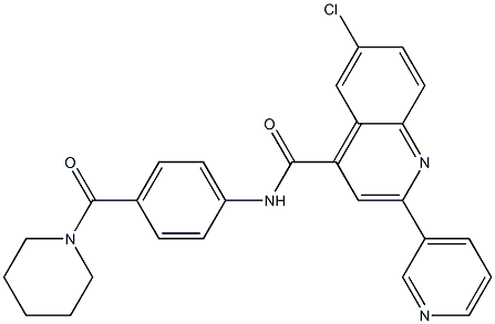 6-chloro-N-[4-(piperidine-1-carbonyl)phenyl]-2-pyridin-3-ylquinoline-4-carboxamide 结构式