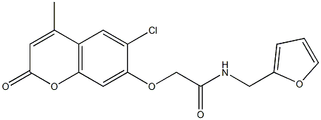 2-(6-chloro-4-methyl-2-oxochromen-7-yl)oxy-N-(furan-2-ylmethyl)acetamide 结构式