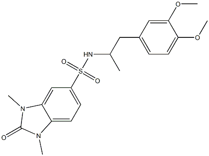 N-[1-(3,4-dimethoxyphenyl)propan-2-yl]-1,3-dimethyl-2-oxobenzimidazole-5-sulfonamide 结构式