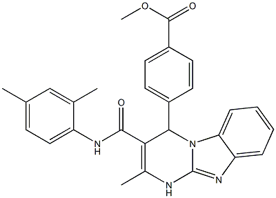 methyl 4-[3-[(2,4-dimethylphenyl)carbamoyl]-2-methyl-1,4-dihydropyrimido[1,2-a]benzimidazol-4-yl]benzoate 结构式