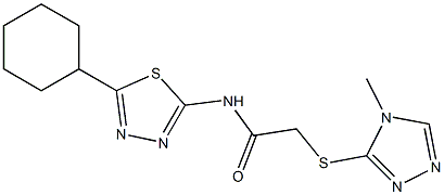 N-(5-cyclohexyl-1,3,4-thiadiazol-2-yl)-2-[(4-methyl-1,2,4-triazol-3-yl)sulfanyl]acetamide 结构式