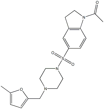 1-[5-[4-[(5-methylfuran-2-yl)methyl]piperazin-1-yl]sulfonyl-2,3-dihydroindol-1-yl]ethanone 结构式