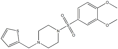 1-(3,4-dimethoxyphenyl)sulfonyl-4-(thiophen-2-ylmethyl)piperazine 结构式