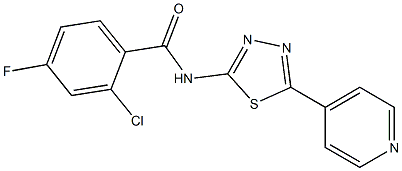 2-chloro-4-fluoro-N-(5-pyridin-4-yl-1,3,4-thiadiazol-2-yl)benzamide 结构式